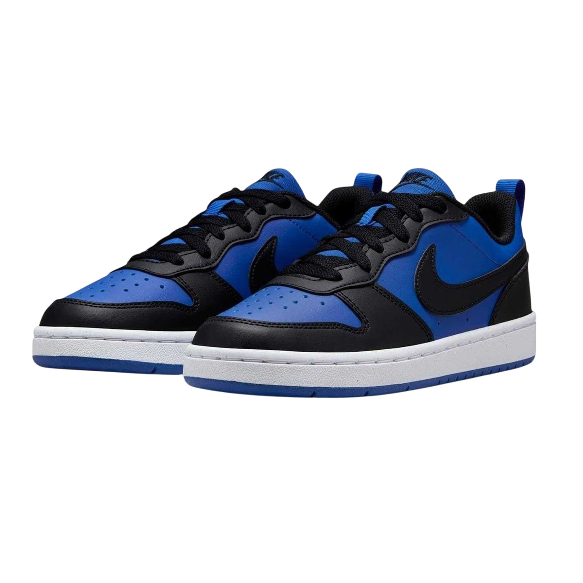 Royal Blue-Black - Pack Shot - Nike Childrens-Kids Borough Low Recraft Leather Flat Trainers