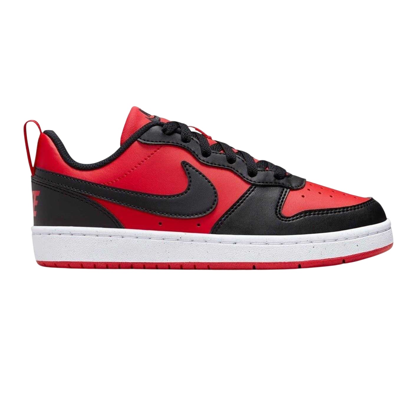 Red-Black - Front - Nike Childrens-Kids Borough Low Recraft Leather Flat Trainers