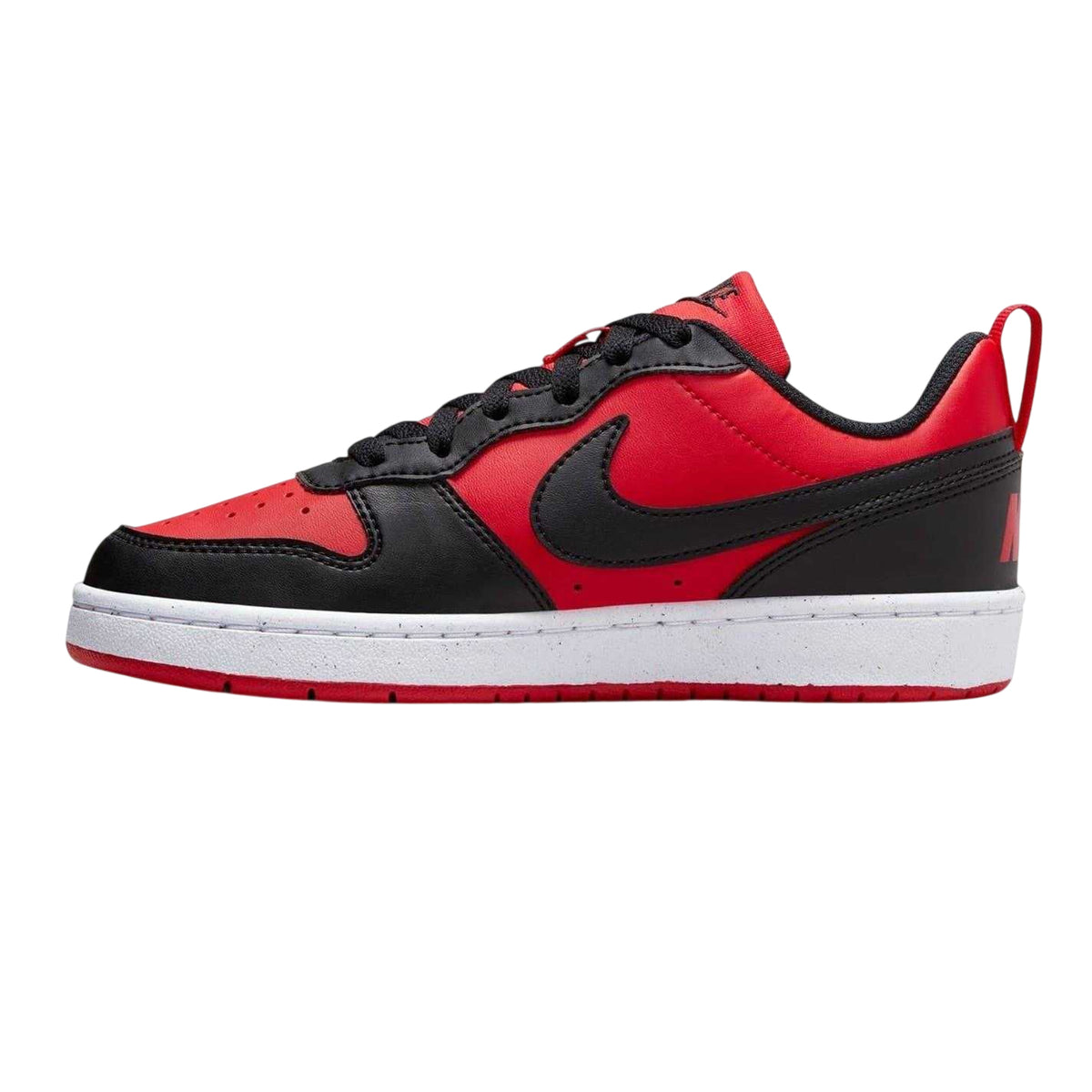 Red-Black - Side - Nike Childrens-Kids Borough Low Recraft Leather Flat Trainers