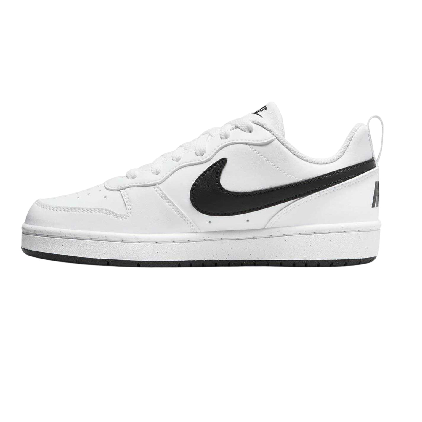 White-Black - Side - Nike Childrens-Kids Borough Low Recraft Leather Flat Trainers