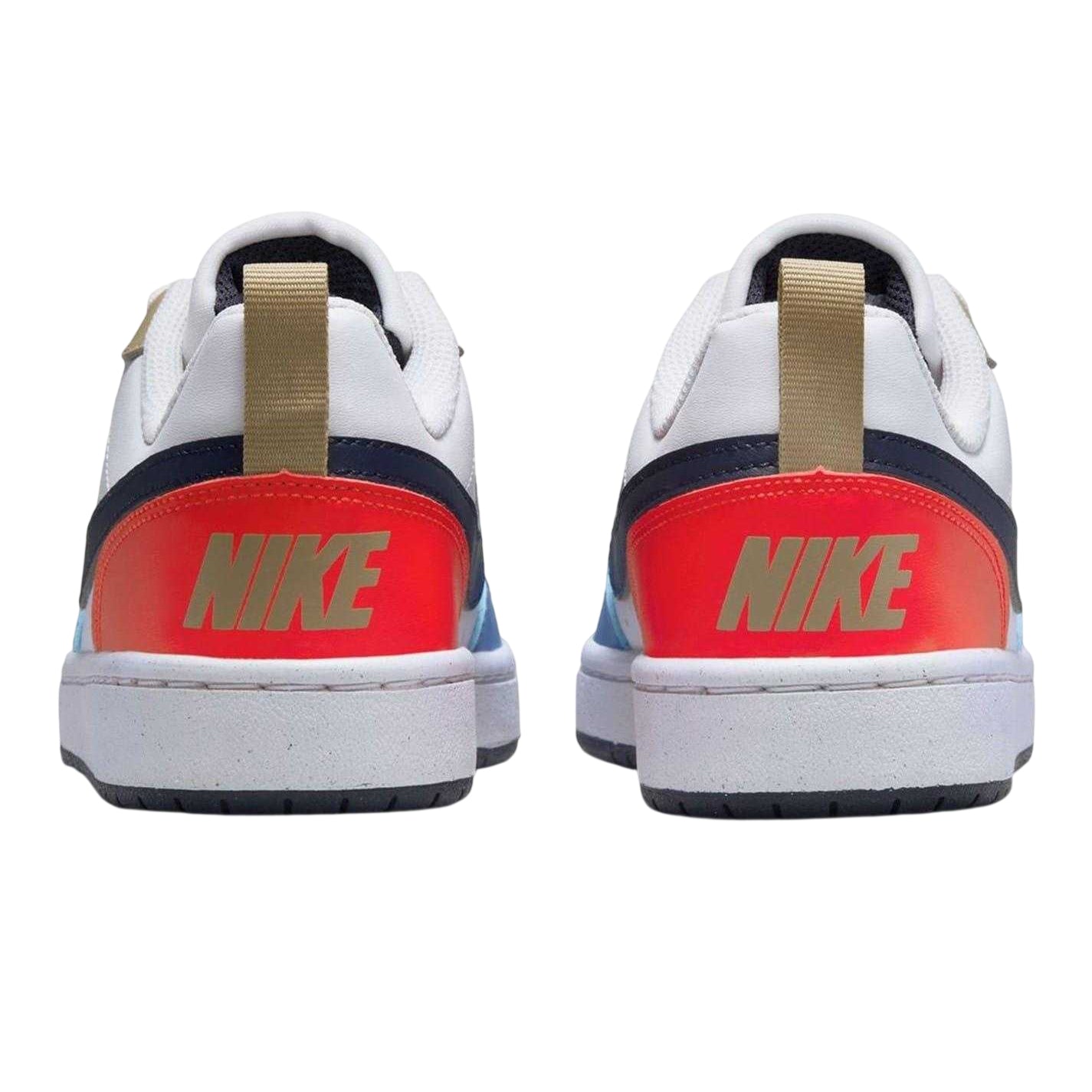 White-Blue-Red - Back - Nike Childrens-Kids Borough Low Recraft Leather Flat Trainers