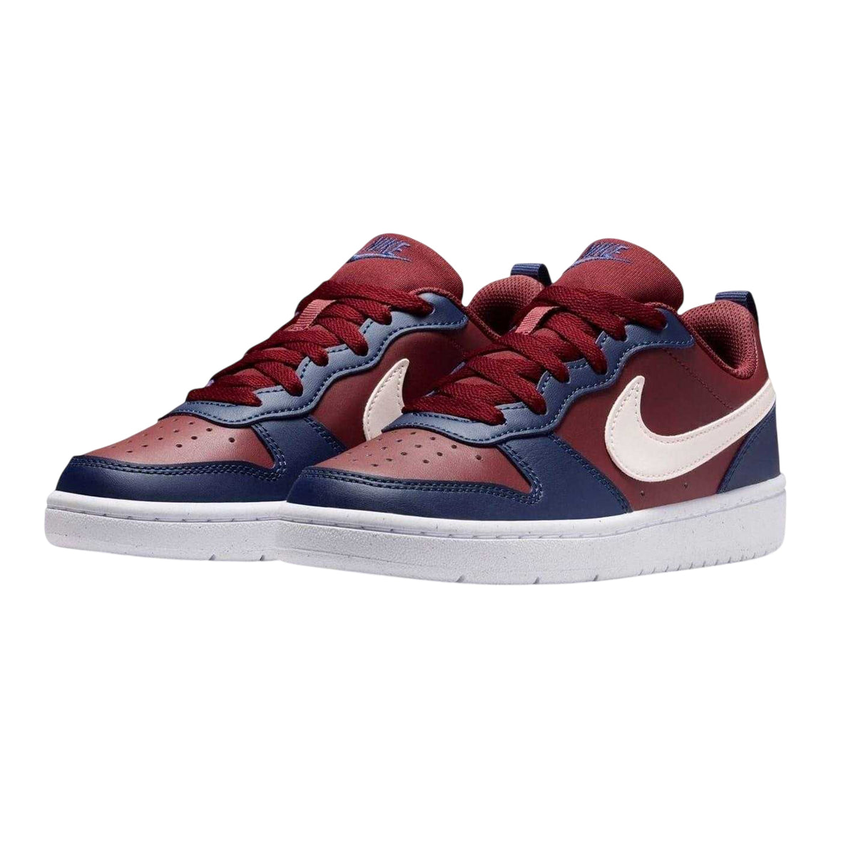 Red-Blue Black - Pack Shot - Nike Childrens-Kids Borough Low Recraft Leather Flat Trainers