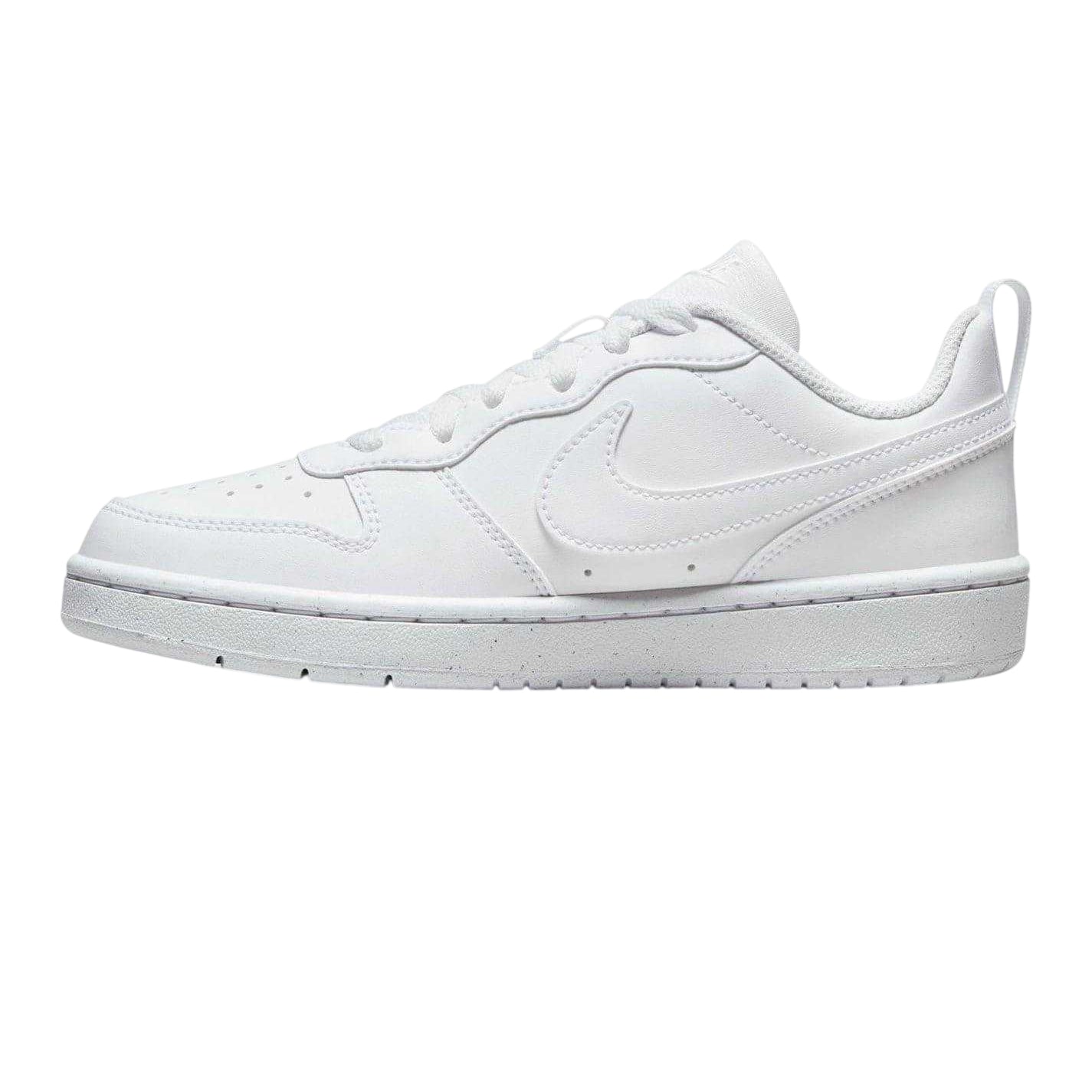 White - Side - Nike Childrens-Kids Borough Low Recraft Leather Flat Trainers
