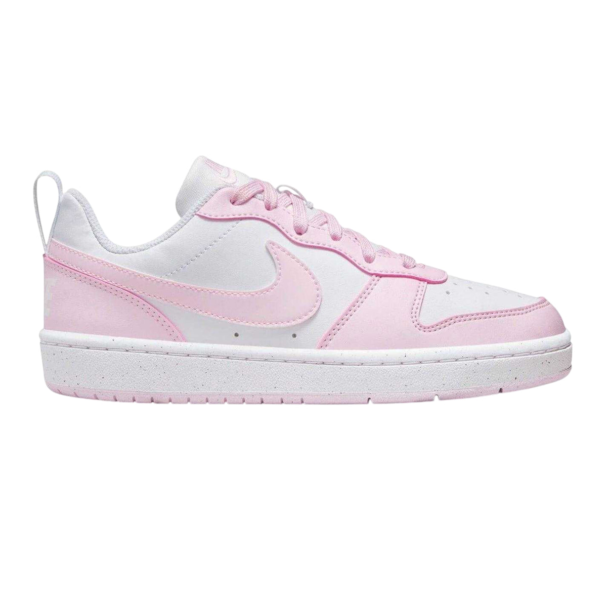 White-Pink - Front - Nike Childrens-Kids Borough Low Recraft Leather Flat Trainers