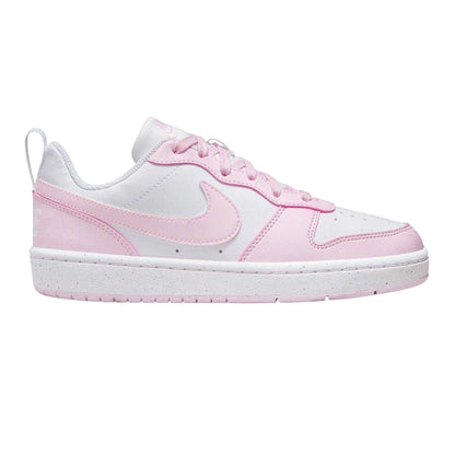 White-Pink - Front - Nike Childrens-Kids Borough Low Recraft Leather Flat Trainers