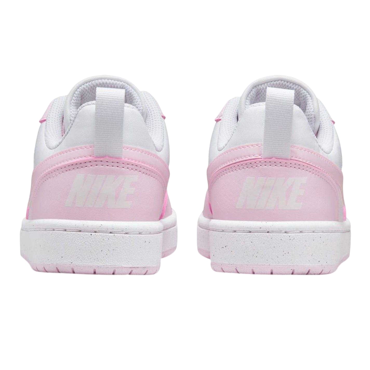 White-Pink - Back - Nike Childrens-Kids Borough Low Recraft Leather Flat Trainers