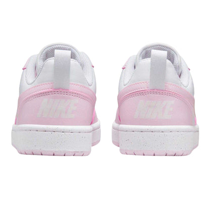 White-Pink - Back - Nike Childrens-Kids Borough Low Recraft Leather Flat Trainers