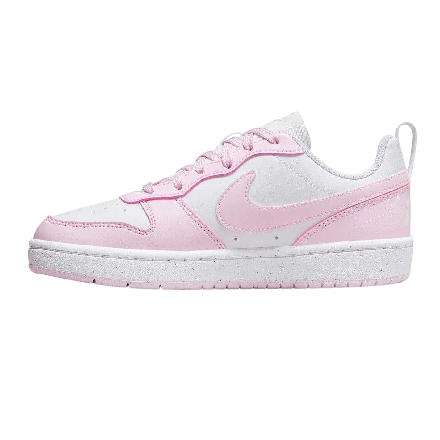 White-Pink - Side - Nike Childrens-Kids Borough Low Recraft Leather Flat Trainers