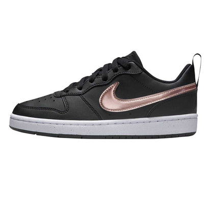 Black-Brown Bronze - Side - Nike Childrens-Kids Borough Low Recraft Leather Flat Trainers