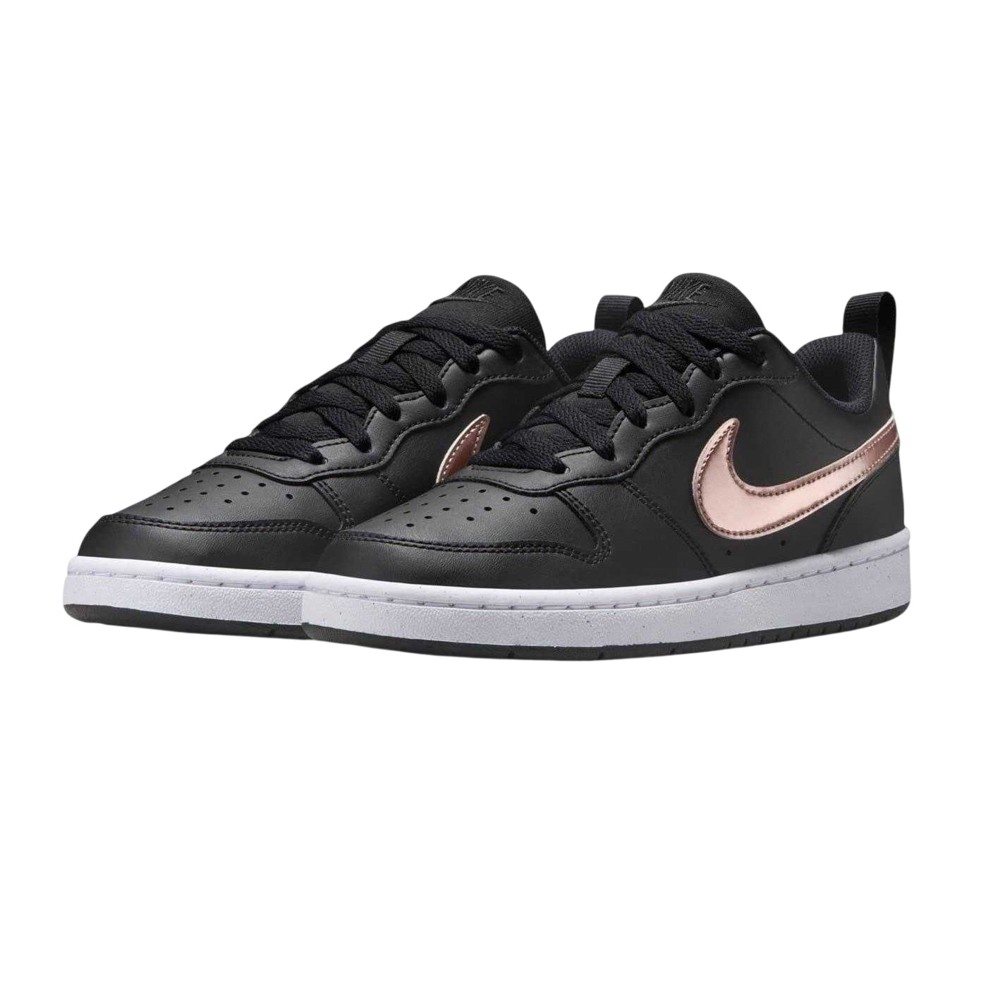 Black-Brown Bronze - Pack Shot - Nike Childrens-Kids Borough Low Recraft Leather Flat Trainers