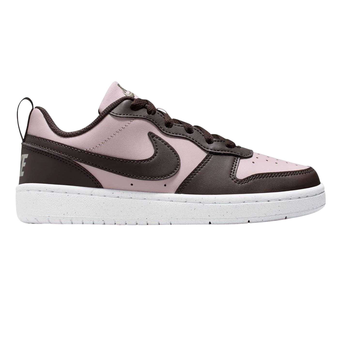 Rose-Brown - Front - Nike Childrens-Kids Borough Low Recraft Leather Flat Trainers
