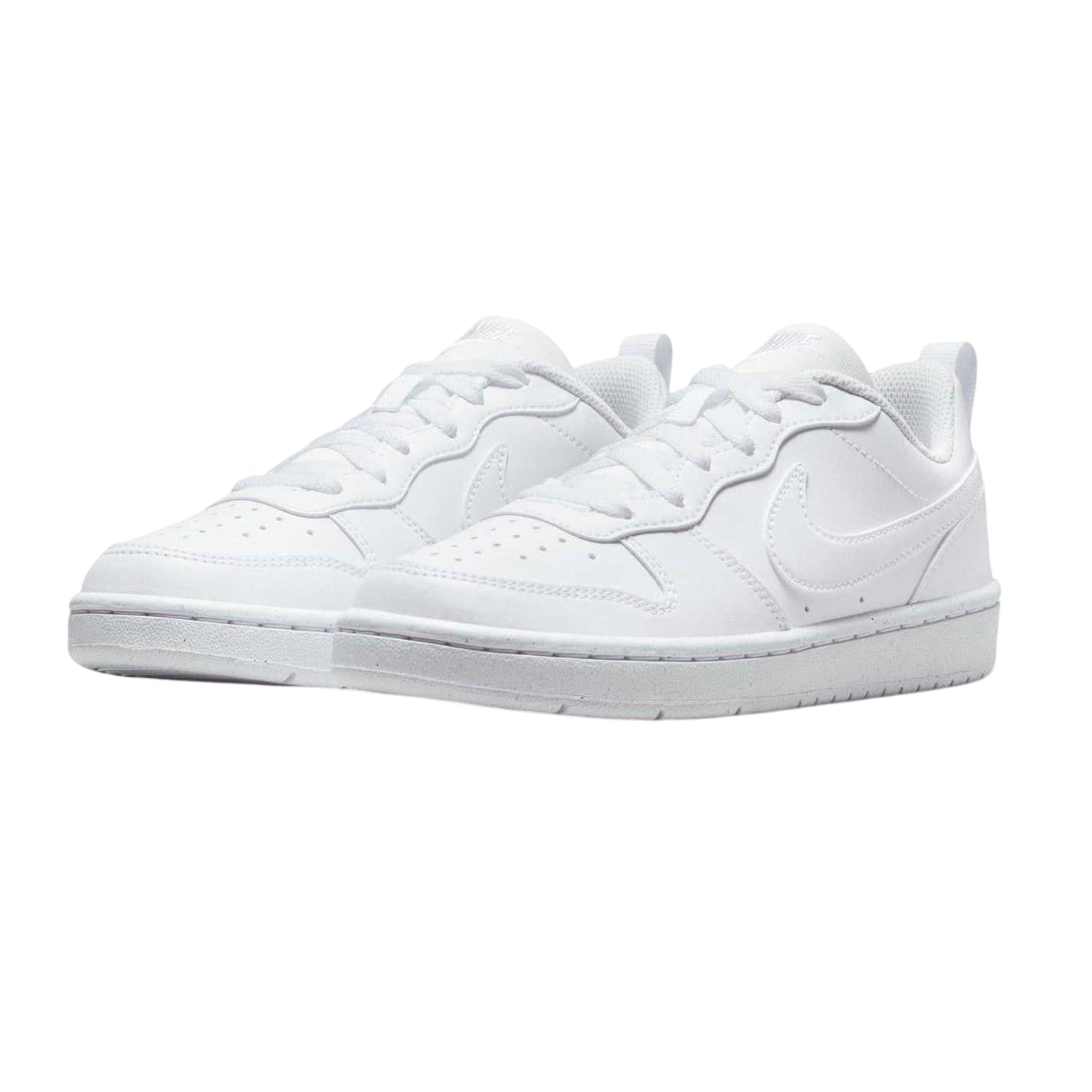 White - Pack Shot - Nike Childrens-Kids Borough Low Recraft Leather Flat Trainers