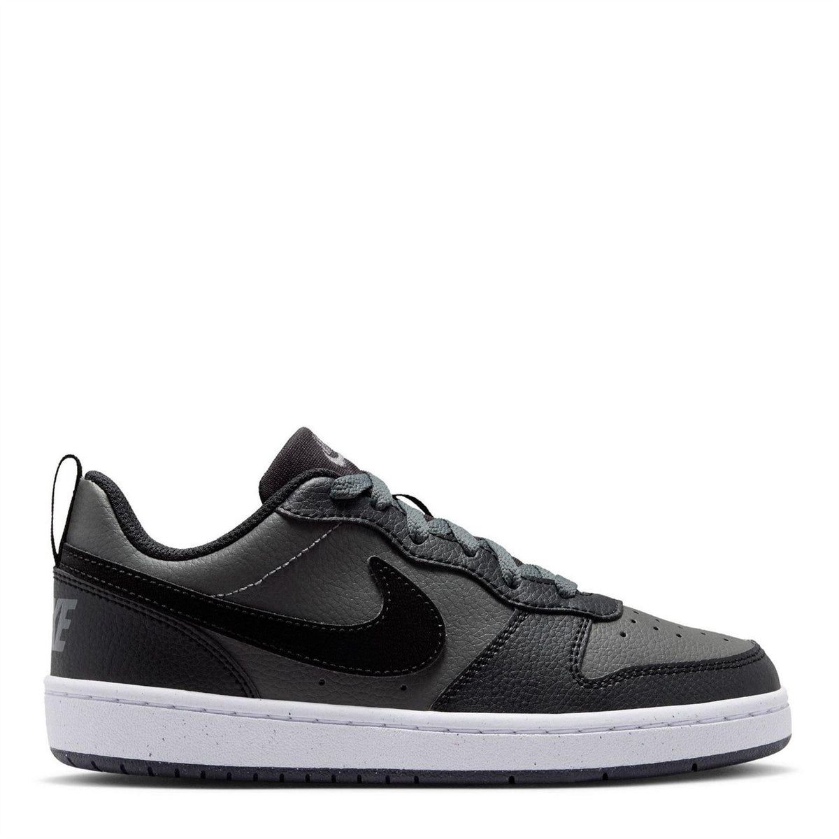 Grey-Black-White - Front - Nike Childrens-Kids Borough Low Recraft Leather Flat Trainers