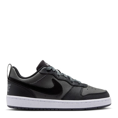 Grey-Black-White - Front - Nike Childrens-Kids Borough Low Recraft Leather Flat Trainers