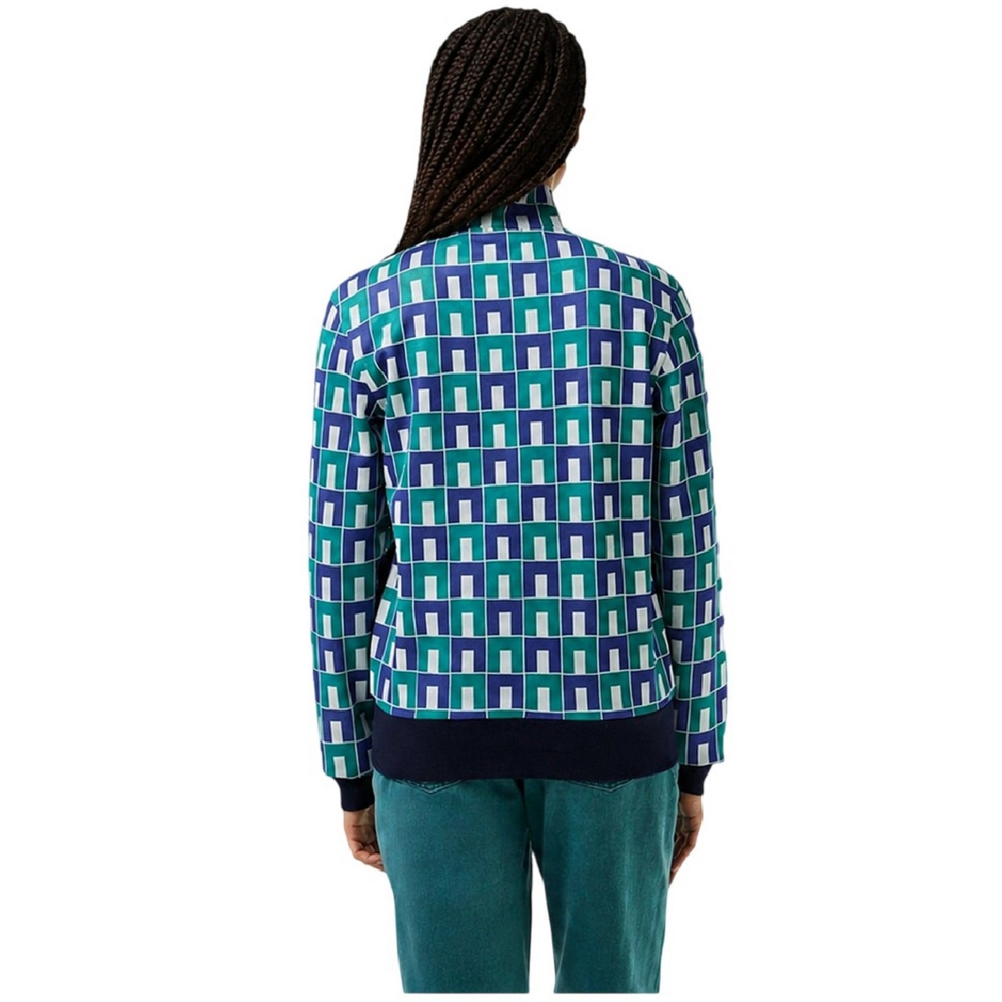 White-Blue - Back - Lacoste Mens Geometric Full Zip Sweatshirt