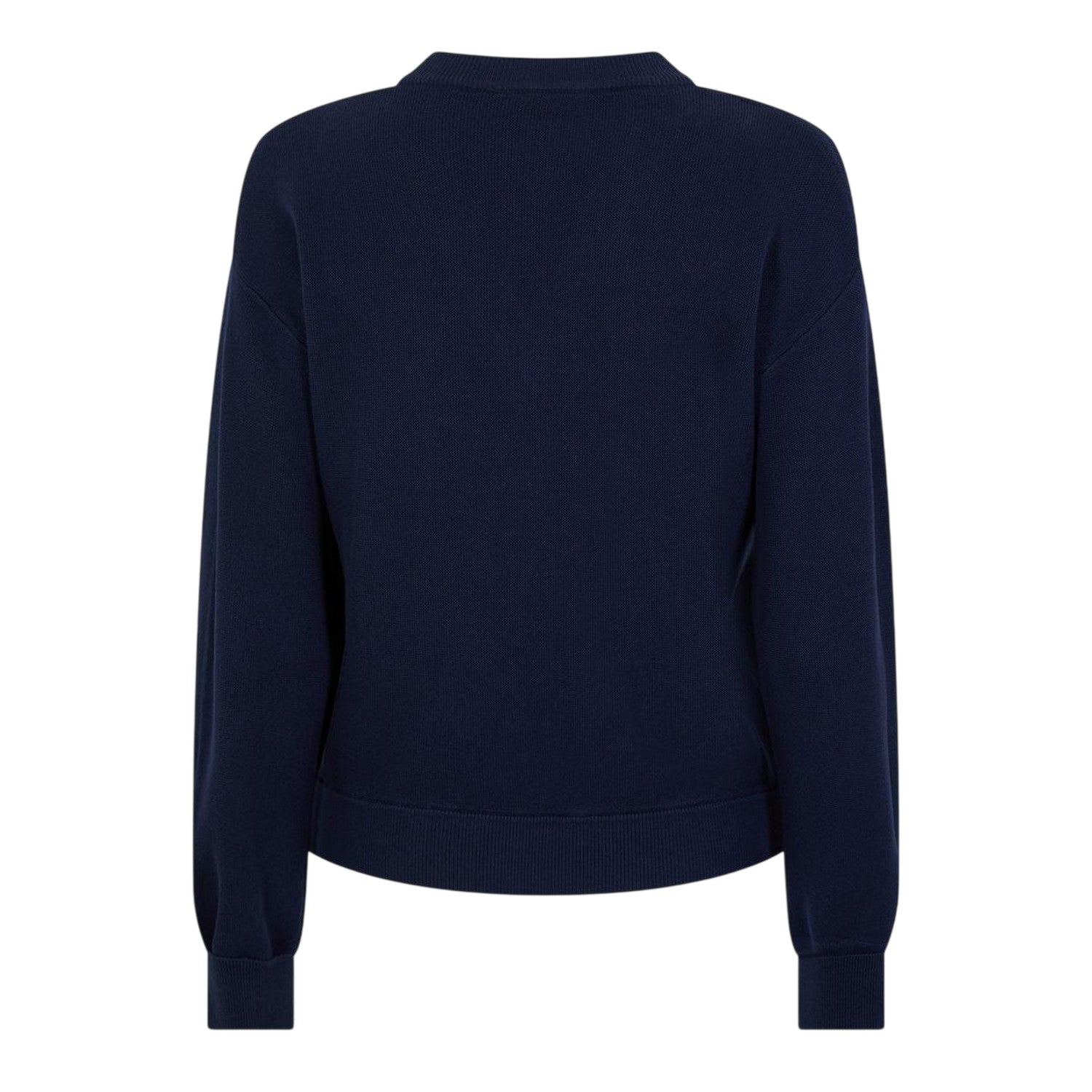 Navy Blue - Back - Lacoste Womens-Ladies Ribbed V Neck Regular Sweater Top