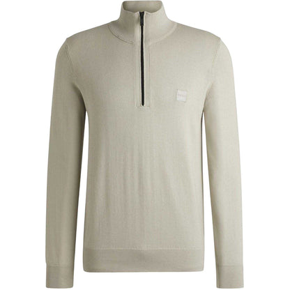 Light Beige - Front - Boss Mens Kanobix Quarter Zip Jumper