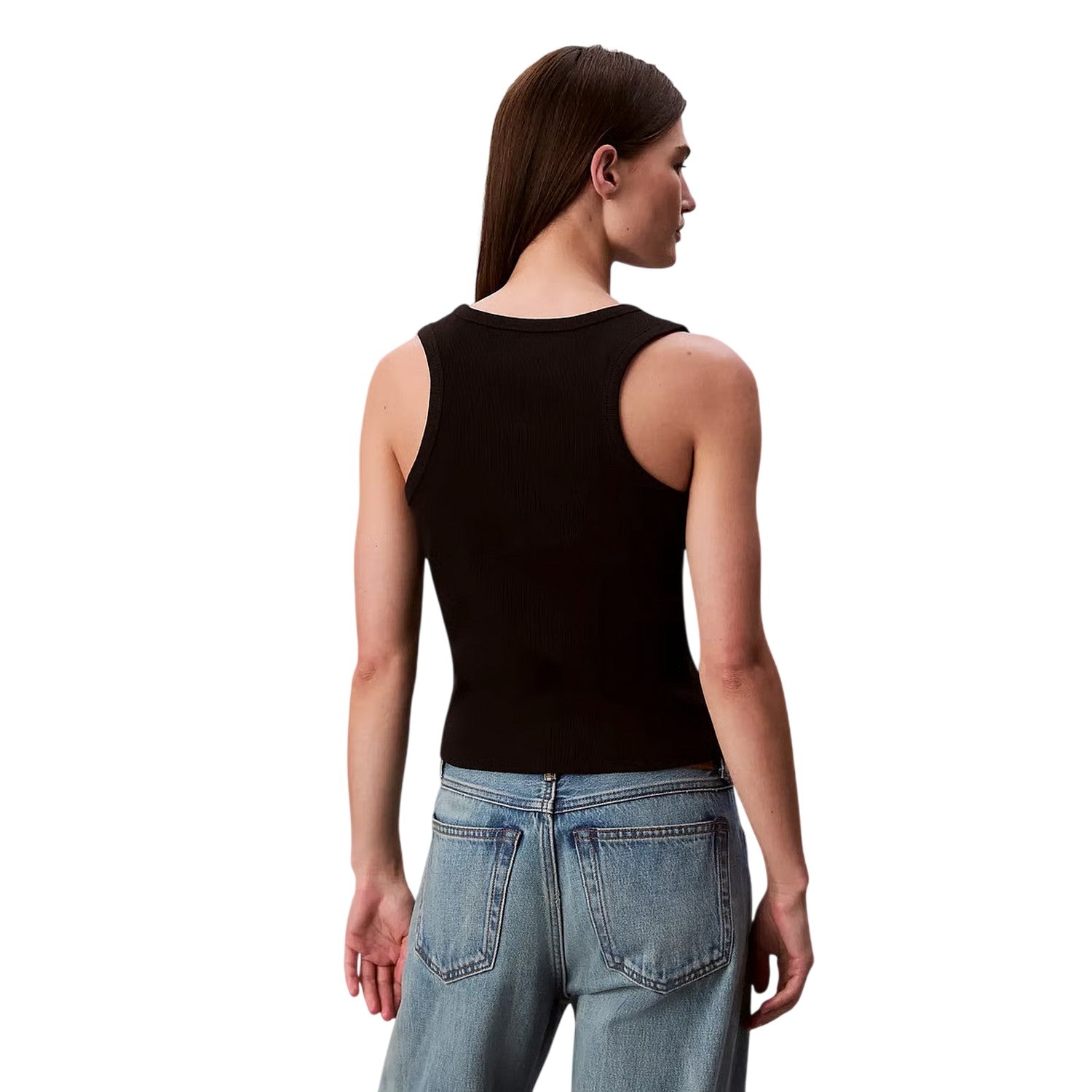 Black - Back - Calvin Klein Womens-Ladies Plain Tank Top