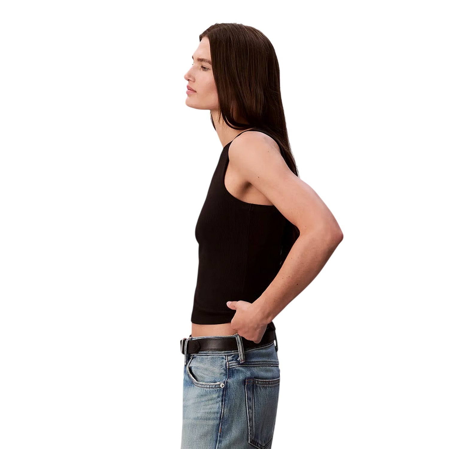 Black - Side - Calvin Klein Womens-Ladies Plain Tank Top