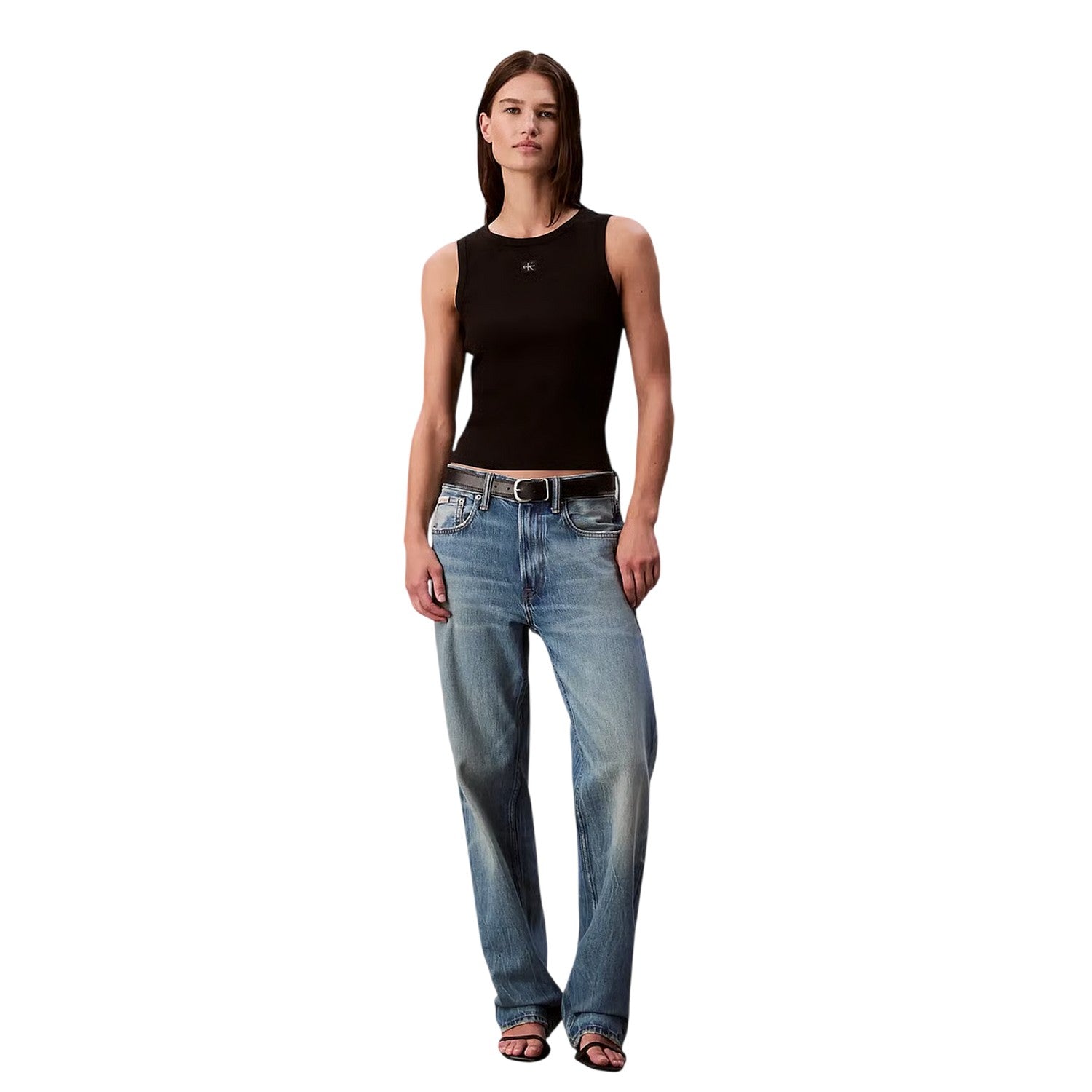 Black - Lifestyle - Calvin Klein Womens-Ladies Plain Tank Top