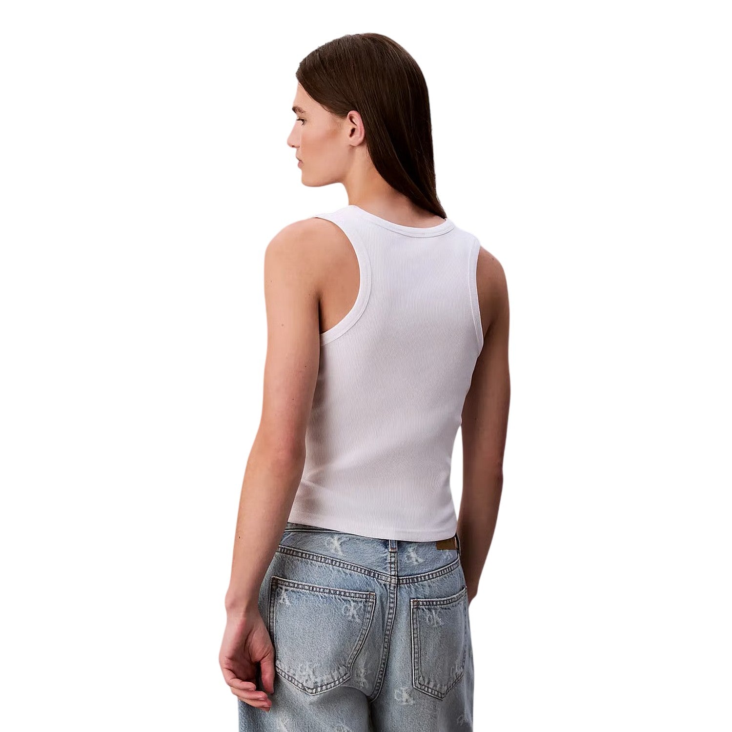 Bright White - Back - Calvin Klein Womens-Ladies Plain Tank Top
