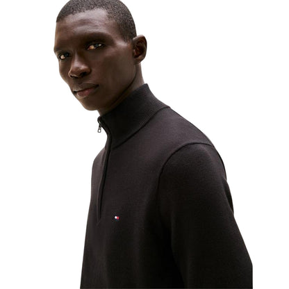 Black - Side - Tommy Hilfiger Mens Quarter Zip Regular Jumper