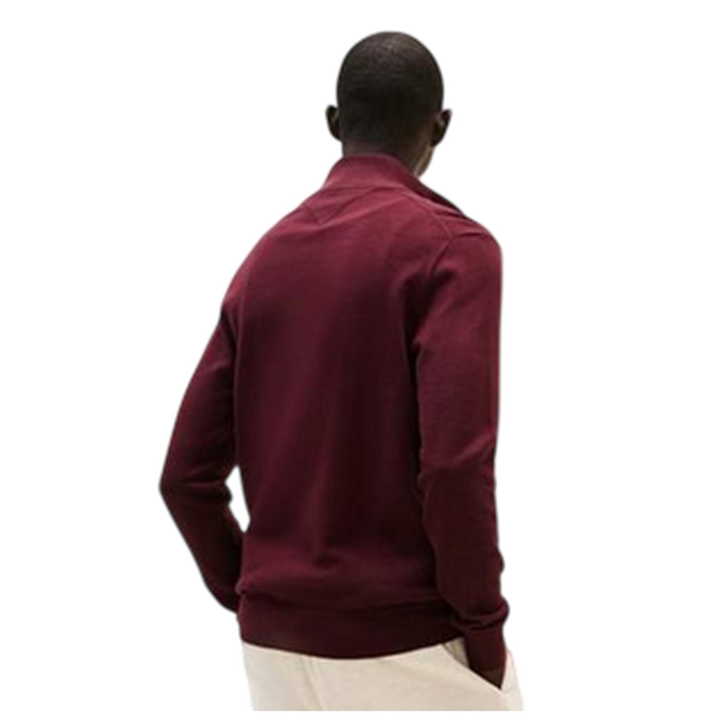 Deep Burgundy - Back - Tommy Hilfiger Mens Quarter Zip Regular Jumper