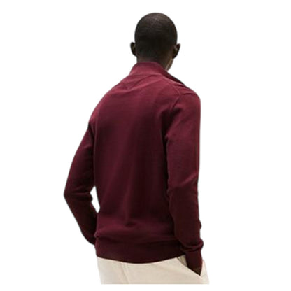 Deep Burgundy - Back - Tommy Hilfiger Mens Quarter Zip Regular Jumper