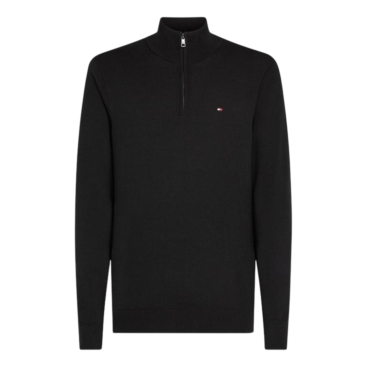 Black - Front - Tommy Hilfiger Mens Quarter Zip Regular Jumper