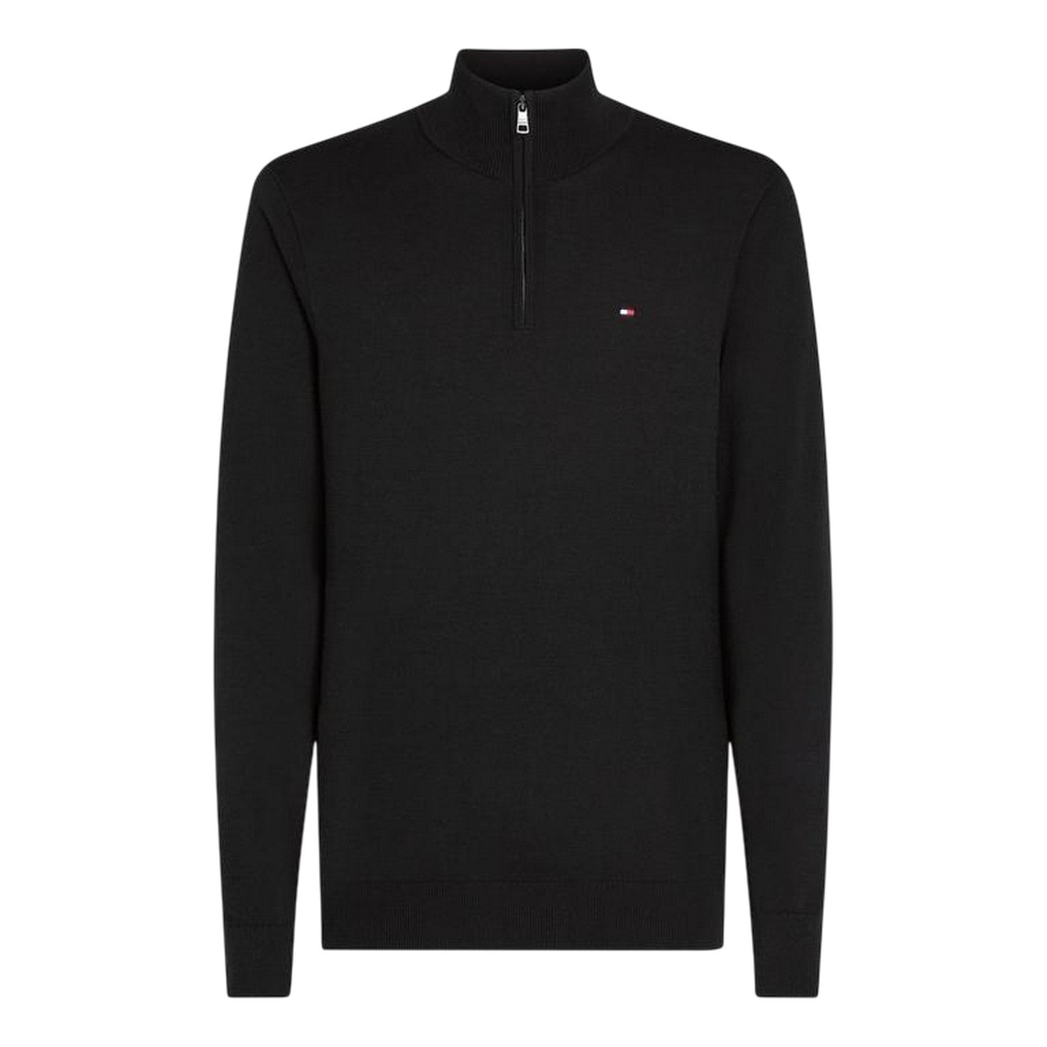 Black - Front - Tommy Hilfiger Mens Quarter Zip Regular Jumper