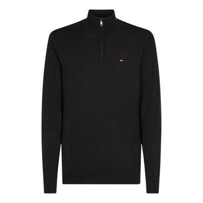 Black - Front - Tommy Hilfiger Mens Quarter Zip Regular Jumper