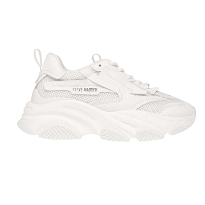 White - Front - Steve Madden Womens-Ladies Possession-E Chunky Platform Trainers