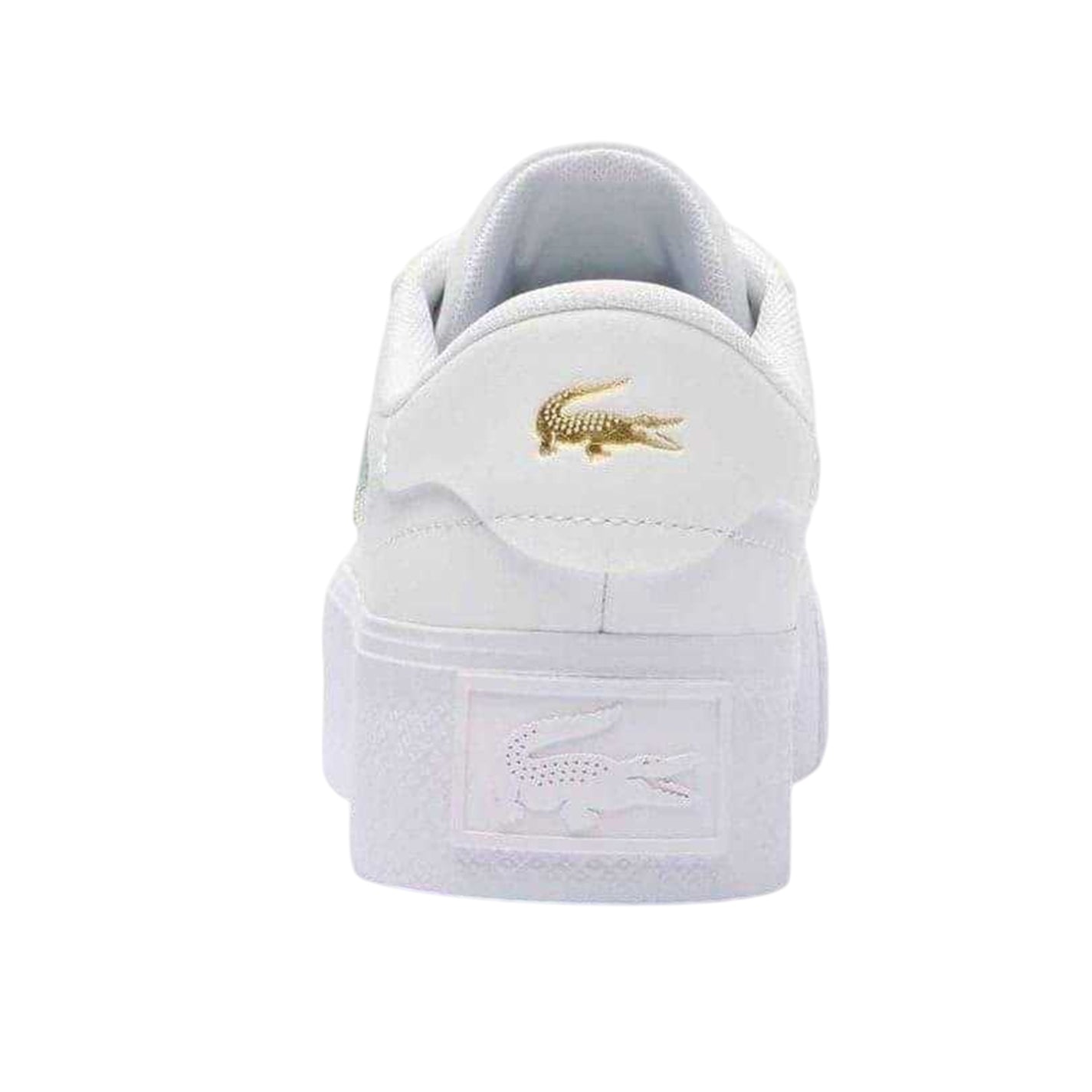 White-Gold - Back - Lacoste Womens-Ladies Ziane Leather Platform Trainers