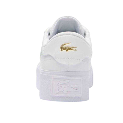 White-Gold - Back - Lacoste Womens-Ladies Ziane Leather Platform Trainers
