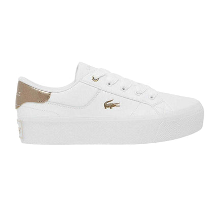 White-Bronze - Front - Lacoste Womens-Ladies Ziane Leather Platform Trainers
