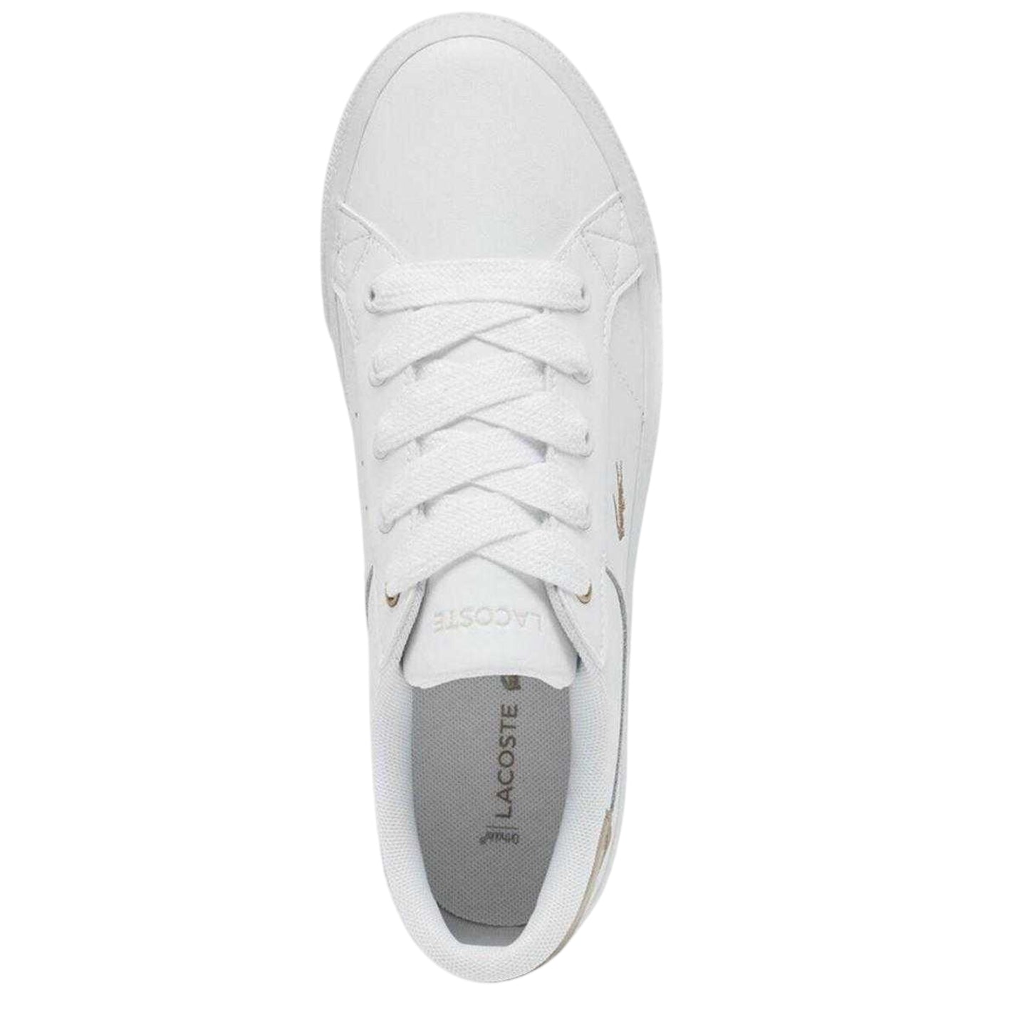 White-Bronze - Back - Lacoste Womens-Ladies Ziane Leather Platform Trainers