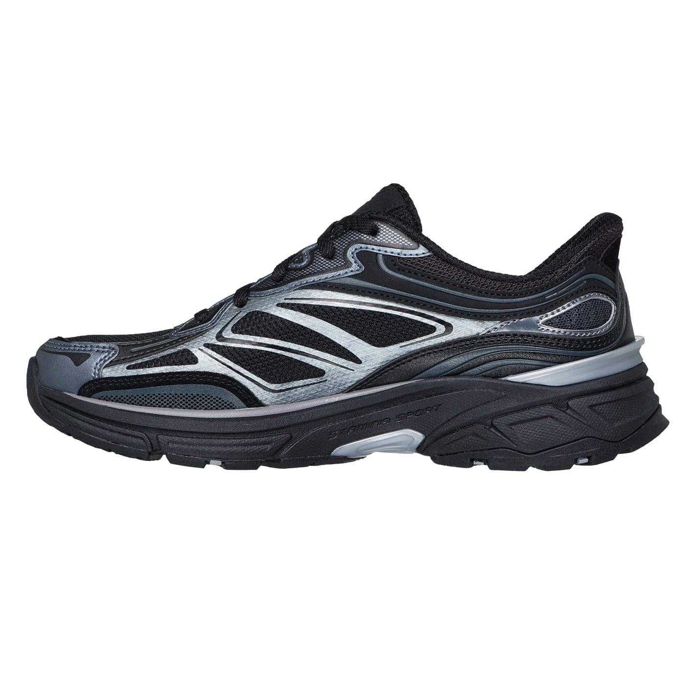 Black - Side - Skechers Womens-Ladies Metallic Slip-In Flat Trainers