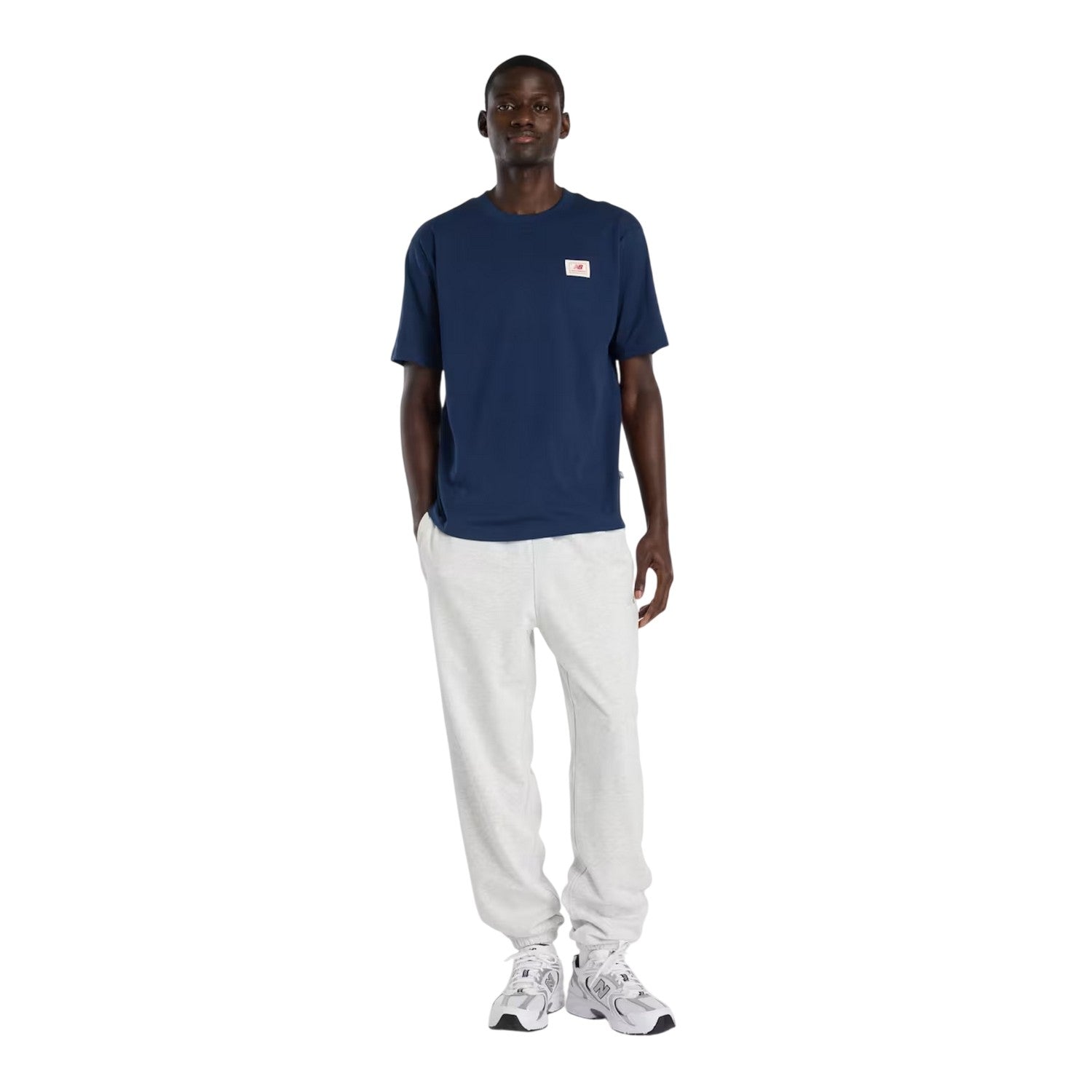 Navy - Pack Shot - New Balance Mens Label Woven T-Shirt