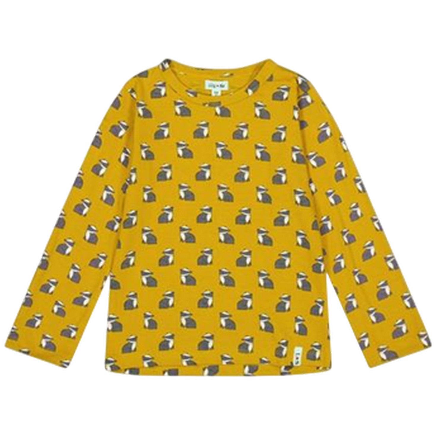 Navy-Yellow - Side - Lilly & Sid Childrens-Kids Badger Stripes Long-Sleeved T-Shirt (Pack of 2)