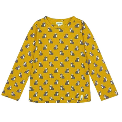 Navy-Yellow - Side - Lilly & Sid Childrens-Kids Badger Stripes Long-Sleeved T-Shirt (Pack of 2)