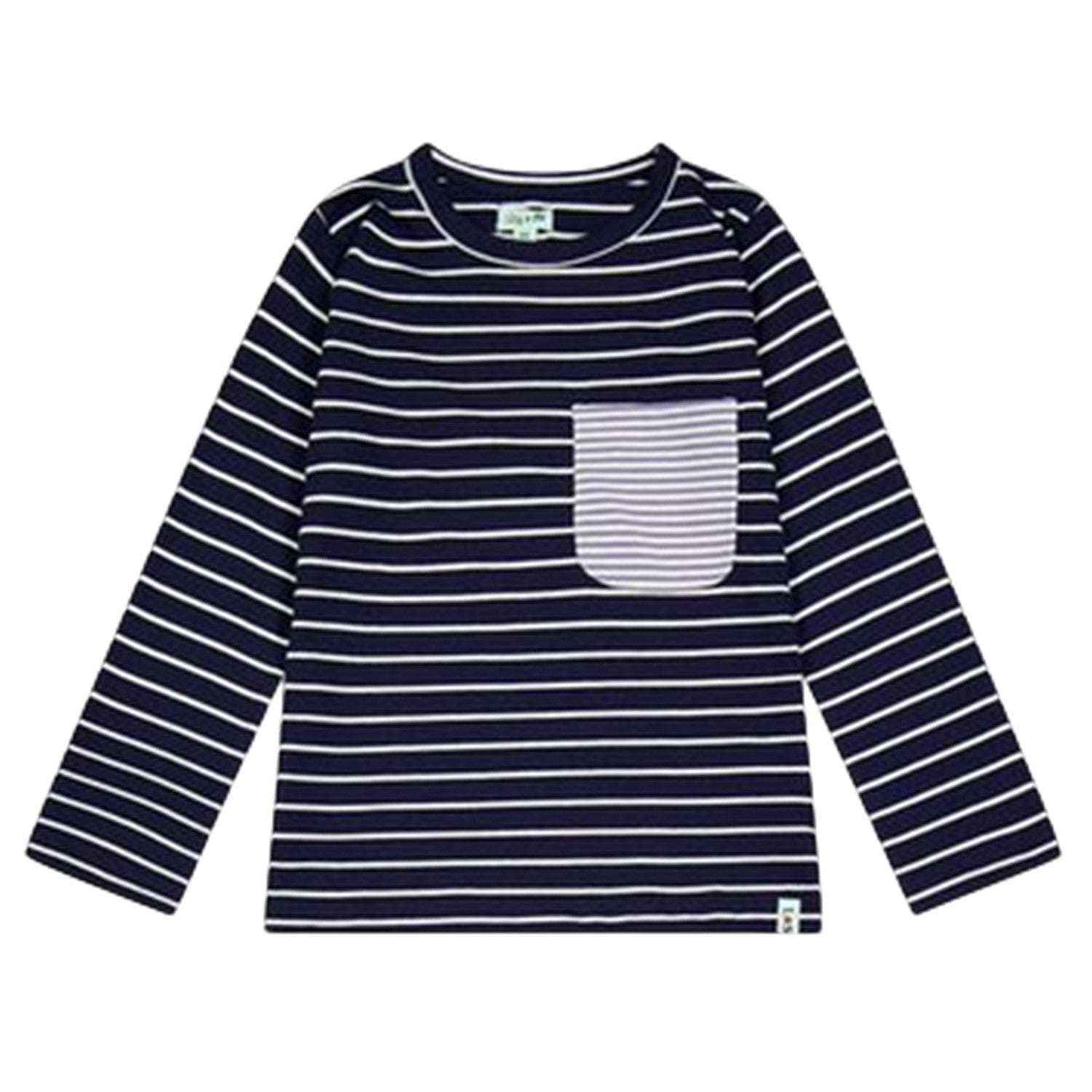 Navy-Yellow - Lifestyle - Lilly & Sid Childrens-Kids Badger Stripes Long-Sleeved T-Shirt (Pack of 2)