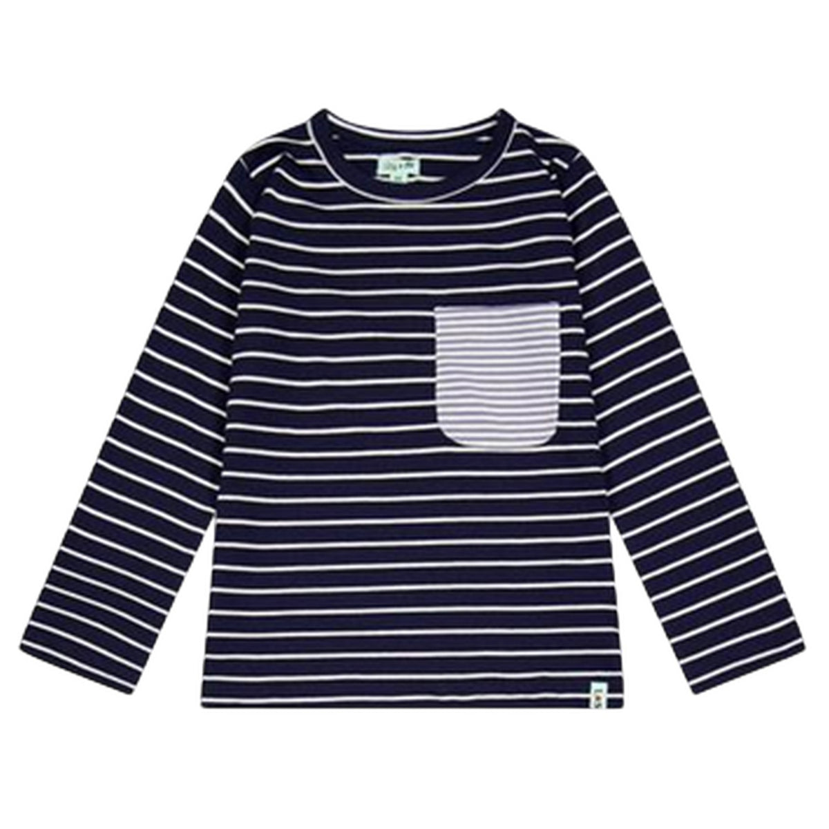 Navy-Yellow - Lifestyle - Lilly & Sid Childrens-Kids Badger Stripes Long-Sleeved T-Shirt (Pack of 2)
