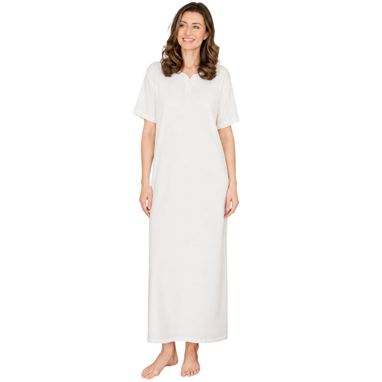 Cream - Front - Camille Womens-Ladies Organic Cotton Nightdress