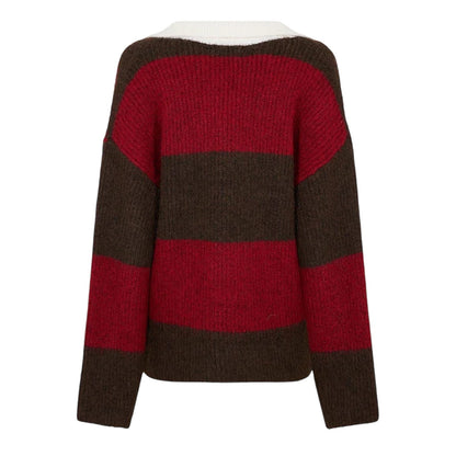 Red-Brown - Back - 4th & Reckless Womens-Ladies Collared Oversized Sweater Top
