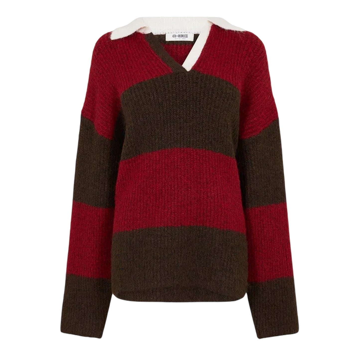 Red-Brown - Front - 4th & Reckless Womens-Ladies Collared Oversized Sweater Top