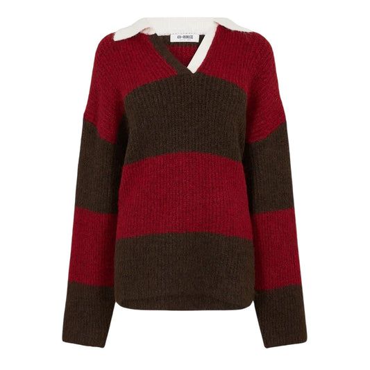 Red-Brown - Front - 4th & Reckless Womens-Ladies Collared Oversized Sweater Top