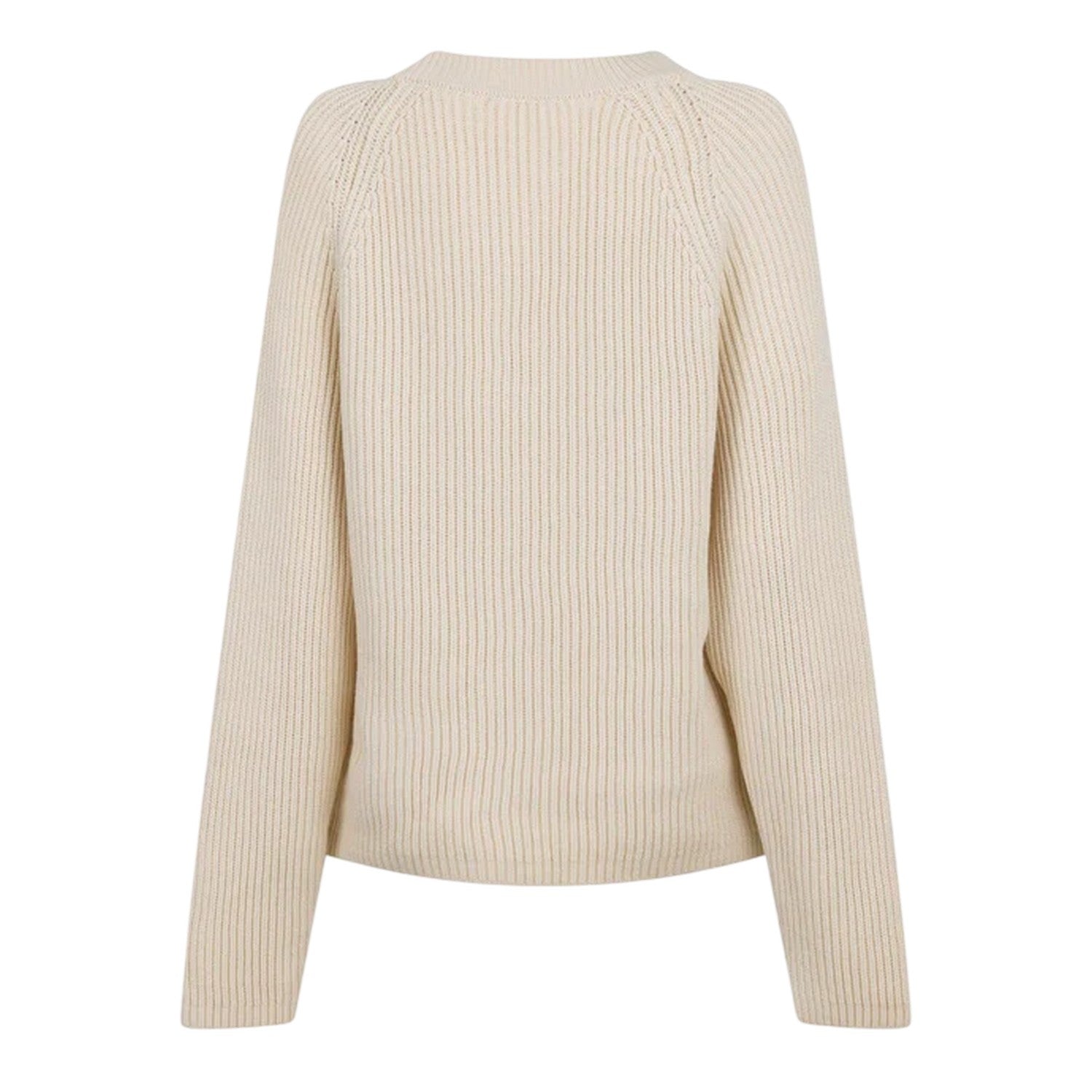 Ivory - Back - Ami Paris Womens-Ladies Crew Neck Raglan Jumper