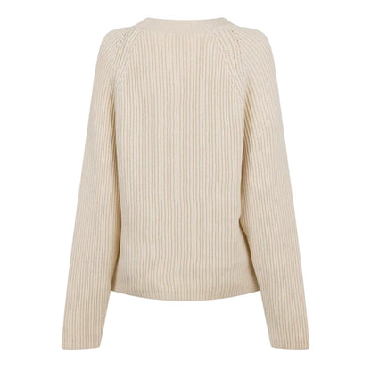 Ivory - Back - Ami Paris Womens-Ladies Crew Neck Raglan Jumper