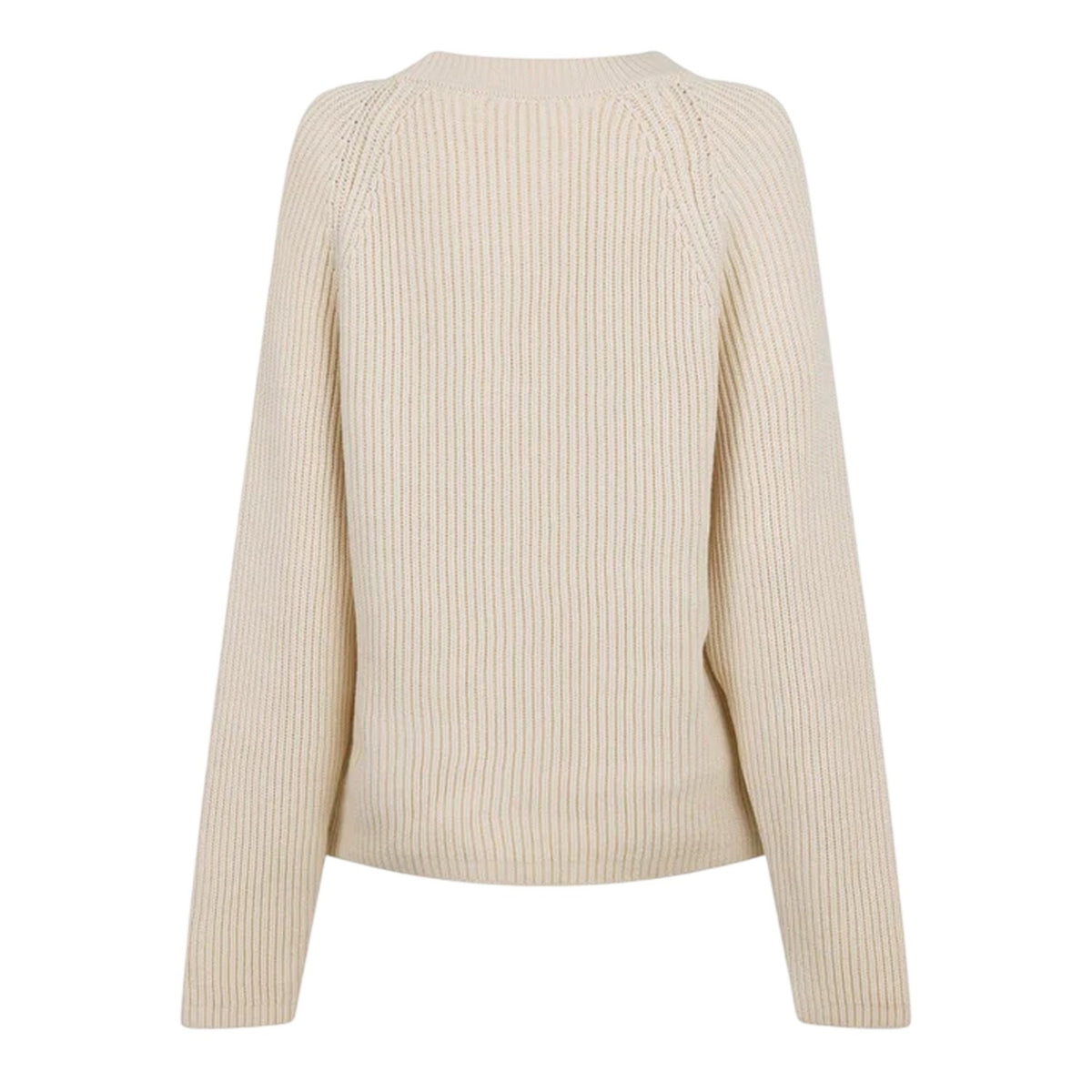 Ivory - Back - Ami Paris Womens-Ladies Crew Neck Raglan Jumper