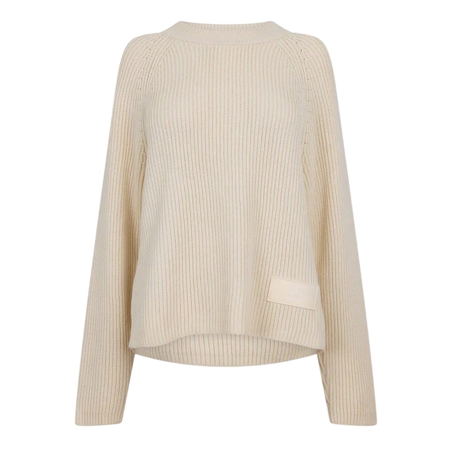 Ivory - Front - Ami Paris Womens-Ladies Crew Neck Raglan Jumper